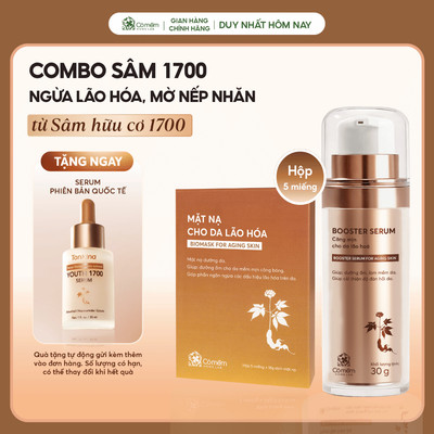 Combo Ngừa Lão Hóa Tinh Chất Booster Và Mặt Nạ Sâm 1700 Ngừa Lão Hoá Da Cỏ Mềm
