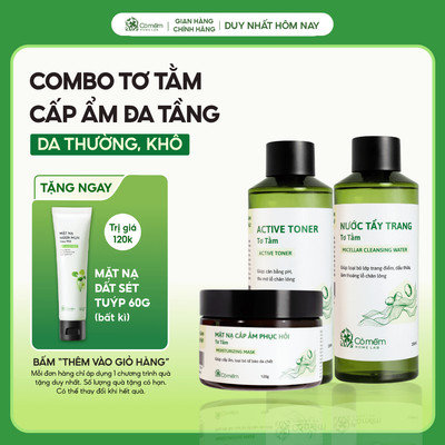 Bộ Chăm Sóc Da 3 Bước Tẩy Trang Thiên Nhiên Toner Cấp Ẩm Và Mặt Nạ Đất Sét Tơ Tằm Cỏ Mềm