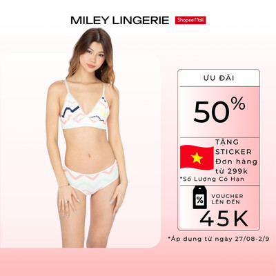 Bộ Đồ Lót Nữ Cotton Lụa Phối Ren Nature Wind Miley Lingerie BRC0215_BCP0212