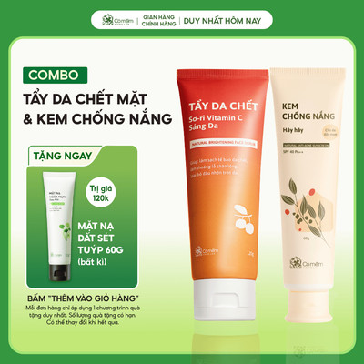 Combo Kem Chống Nắng Nâng Tone Hây Hây Và Tẩy Tế Bào Chết Da Mặt Cỏ Mềm