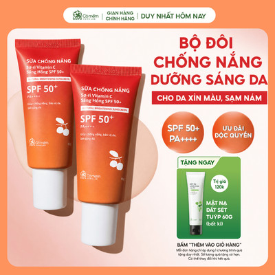 COMBO 2 Sữa Chống Nắng Nâng Tone Dưỡng Sáng Da Sơ Ri Vitamin C SPF 50+ PA++++ Cỏ Mềm 60gr