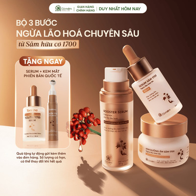 Combo 3 Bước Ngừa Lão Hóa Tinh Chất Booster Serum Và Kem Dưỡng Sâm 1700 Ngừa Lão Hoá Da Cỏ Mềm