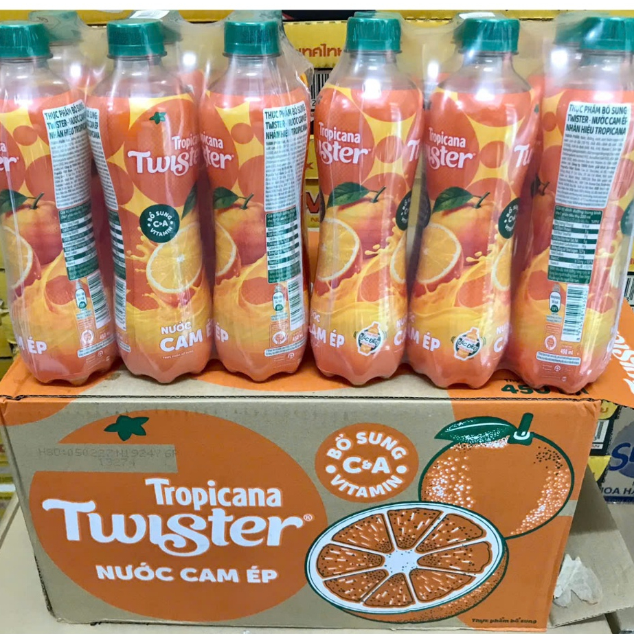 COMBO 12 chai 450ml Tropicana Twister nước cam ép.
