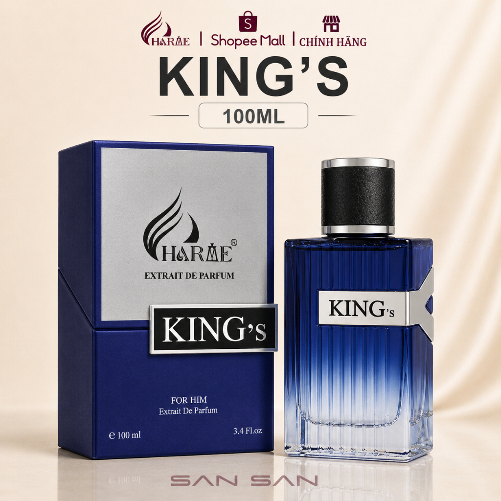 [Date 2029] Nước Hoa Nam Charme King’s 100ml Chính Hãng – Hương Gỗ Ngọt,  Thơm Lâu