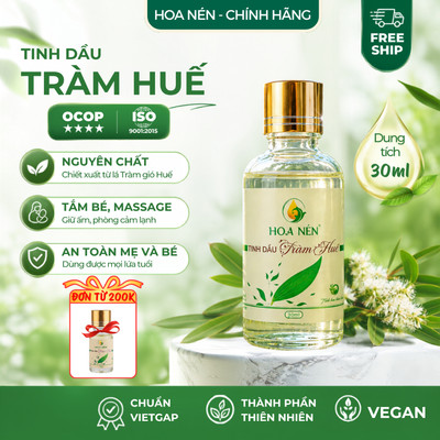 Tinh dầu Tràm Huế nguyên chất Hoa Nén - Chuẩn VietGAP - An toàn cho bé sơ sinh - 30ml
