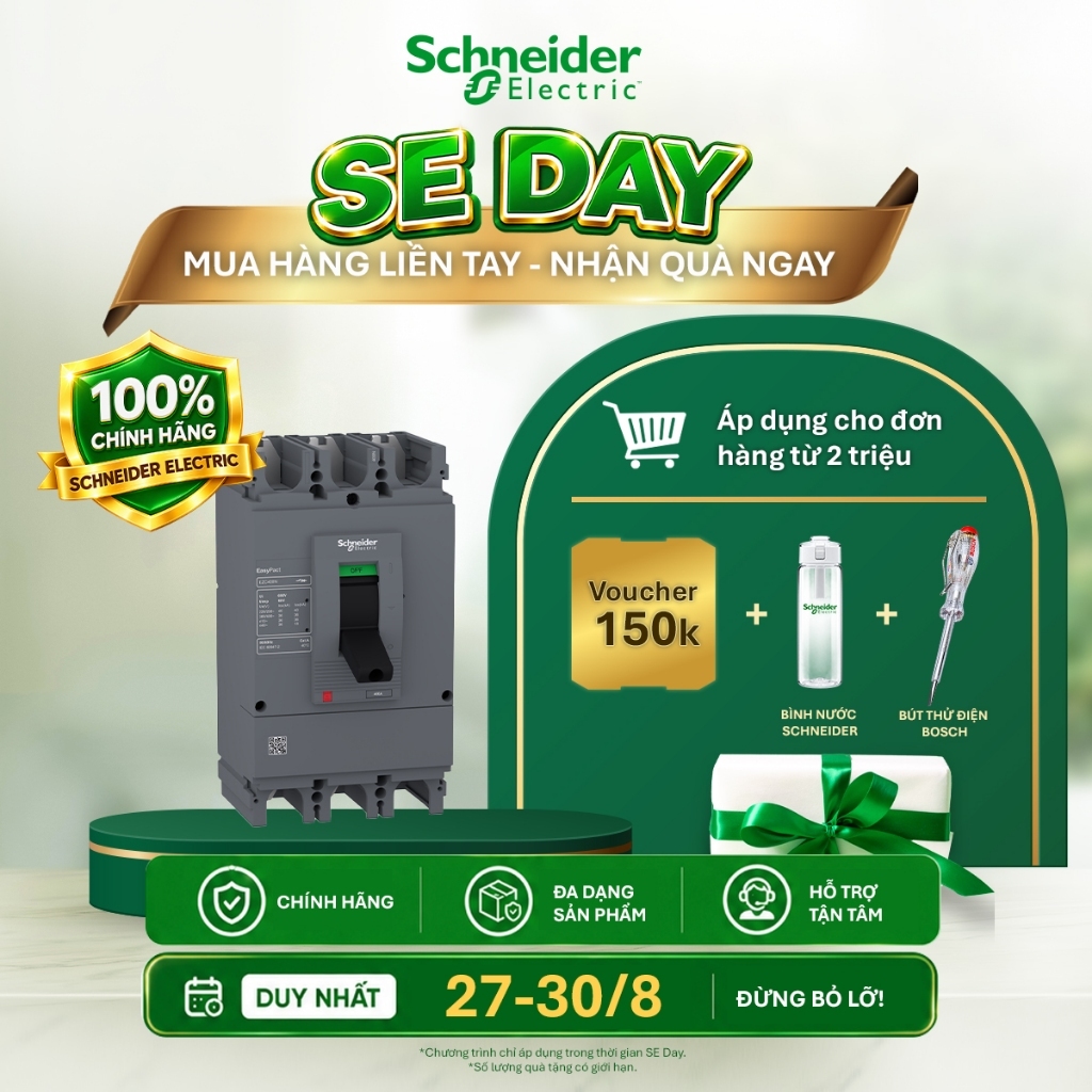 Cầu dao khối (Aptomat MCCB) N - 3P - 400A - 36kA - Schneider Electric - EZC400N3400N