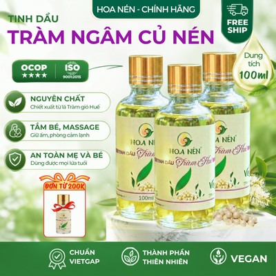 COMBO Tinh dầu Tràm Huế NGÂM CỦ NÉN 100ml - Hoa Nén - Chuẩn VietGAP, an toàn cho mẹ và bé sơ sinh