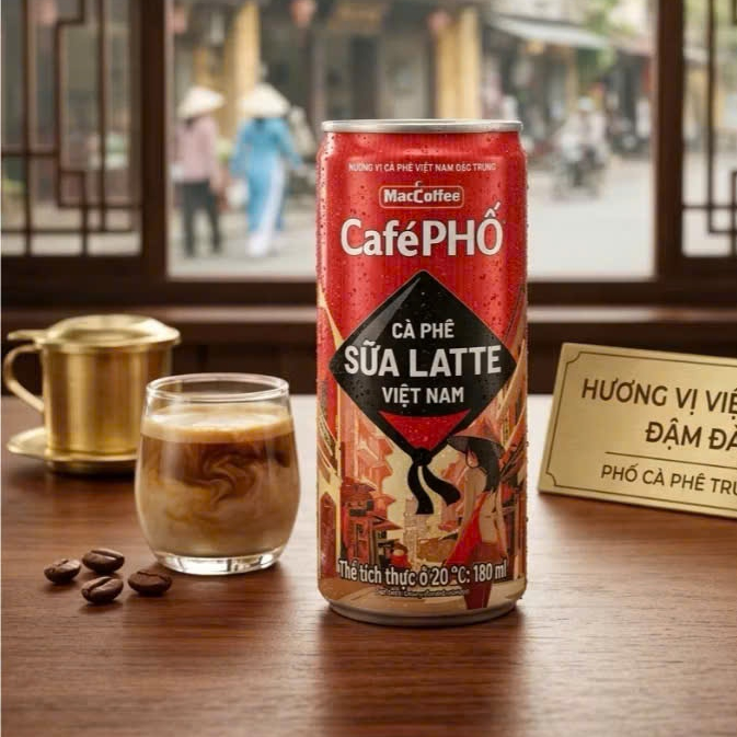 Thùng 24 lon 180ml Cafe Phố -Cafe sữa latte
