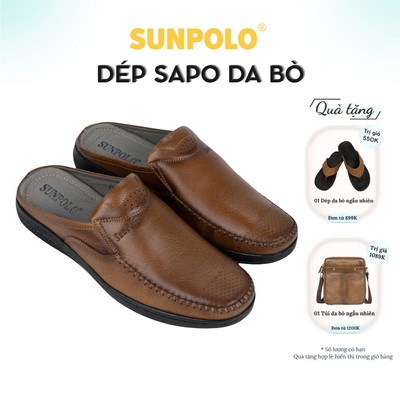Dép sục nam da bò SUNPOLO SPO333 Có size lớn