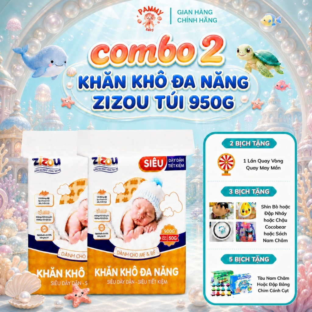 Khăn vải khô đa năng ZIZOU CHÍNH HÃNG An toàn, TIỆT TRÙNG TẶNG 50G/TÚI ZIZOU Pammy