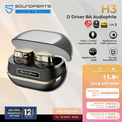 Tai nghe True Wireless SoundPEATS H3 LDAC APTX Lossless | 3 Driver BA Dynamic Bluetooth 5.4