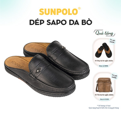 Dép sapo Giày sục bít mũi nam da bò thông thoáng êm bền SUNPOLO SPO400 có 2 bản màu