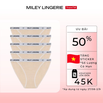 Bộ 5 Quần Lót Melange High Cut Styte Miley Lingerie- Viền Lưng Logo, Thoáng Khí
