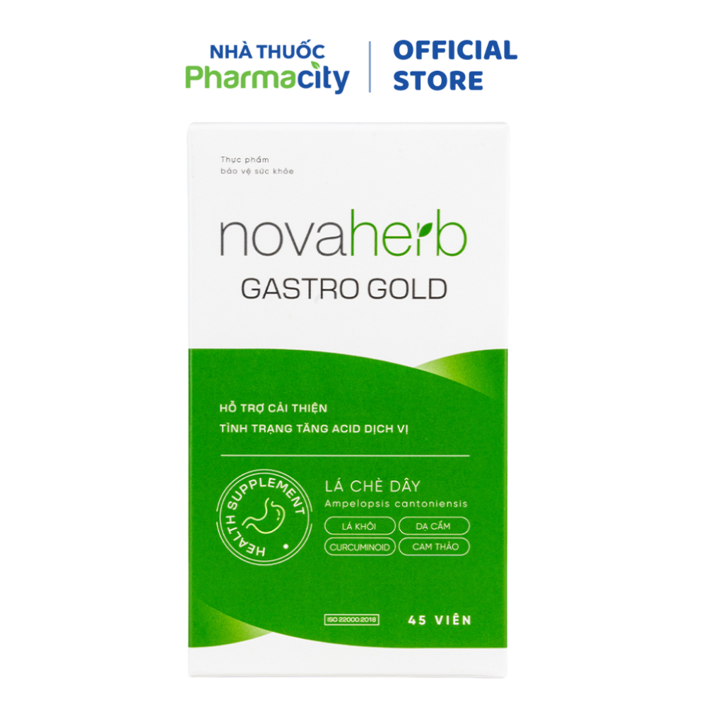 Novaherb Gastro Gold Hỗ Trợ Giảm Acid, Viêm Lóet Dạ Dày (45 Viên)