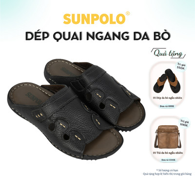 Dép nam quai ngang da bò SUNPOLO DQN018