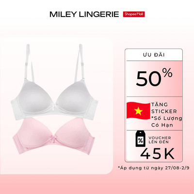 Set 2 Áo Ngực Nữ Cotton Không Gọng Miley Lingerie Mút Mềm Thoáng Khí BRW0X015 (Thay Thế Áo Su Đúc Bí Bách)