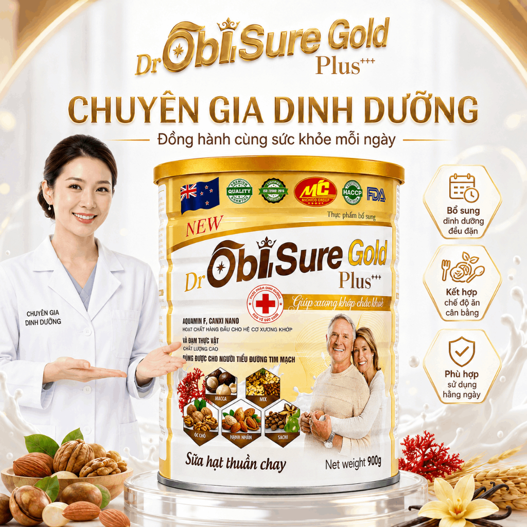 [MB-S001]Sữa Hạt Thuần Chay Dr ObiSure Gold Plus 900g - Bổ Sung Aquamin F & Canxi Nano Hỗ Trợ Xương 