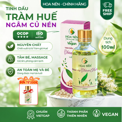 Tinh dầu Tràm Huế Ngâm Củ Nén 100ml - Hoa Nén - Chuẩn VietGAP - Chăm sóc mẹ và bé sơ sinh, tắm bé