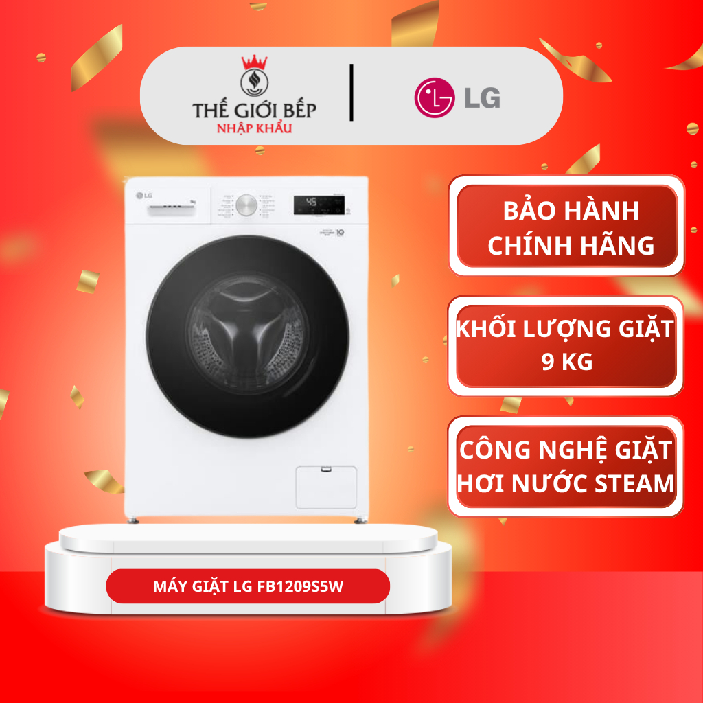 Máy Giặt LG FB1209S5W – Inverter 9kg, 6 Motion DD, Steam Hơi Nước, 1200 Vòng/Phút