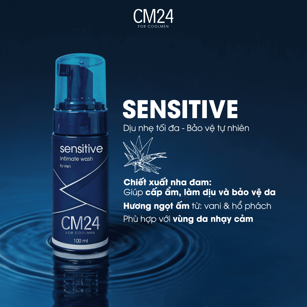Bọt Vệ Sinh Nam Giới CM24 FOR COOLMEN Sạch Sâu, Ngăn Ngứa, Thơm Tho Sensitive Intimate 100ml