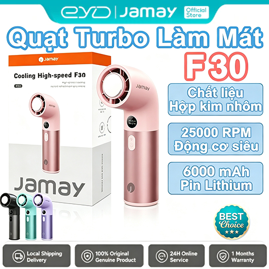 JAMAY F30 cầm tay hợp kim nhôm Quạt Làm lạnh Dùng lâu Gió mạnh25000RPM Quạt ống cong Handheld fan