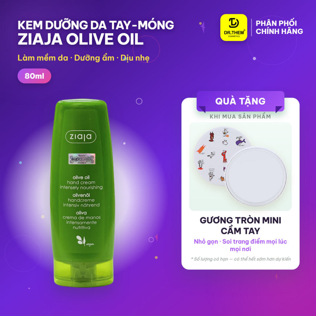 Kem Dưỡng Tay & Móng Ô Liu Ziaja Olive Oil Hand Cream Intensely Nourishing 80ml - Dr Thêm