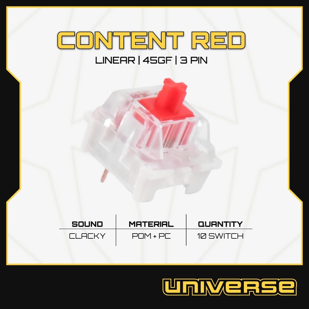 10 Switch KTT Content Red Switch Linear 45g 3 Pin POM + PC Công Tắc Bàn Phím Cơ Bàn Phím Universe