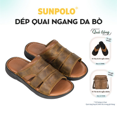 Dép Quai Ngang Nam Da Bò SUNPOLO FQN063