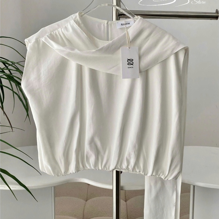 ViS Store - Áo croptop trắng phối khăn choàng