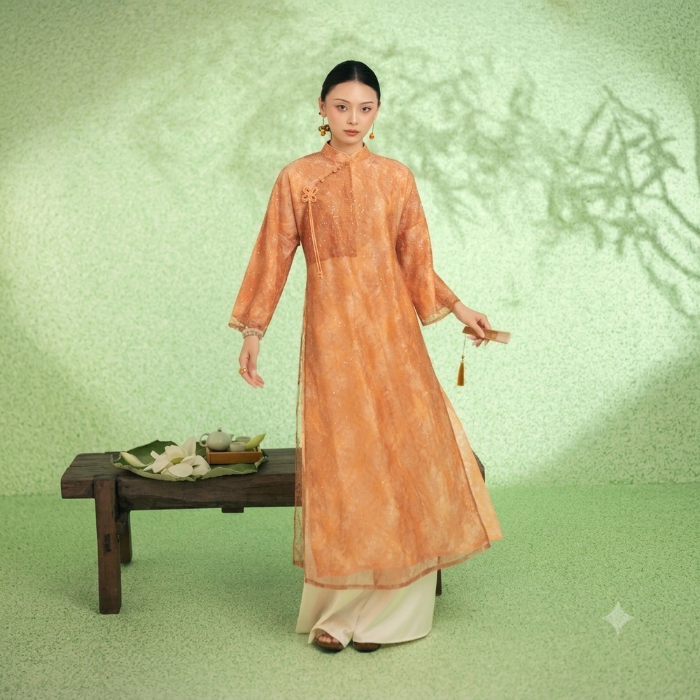 NEM FASHION Áo dài thiết kế đính nơ AD0235