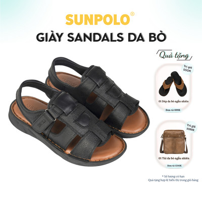 Sandals Nam Da Bò Cao Cấp SUNPOLO SDF060 Đi Học, Đi Chơi