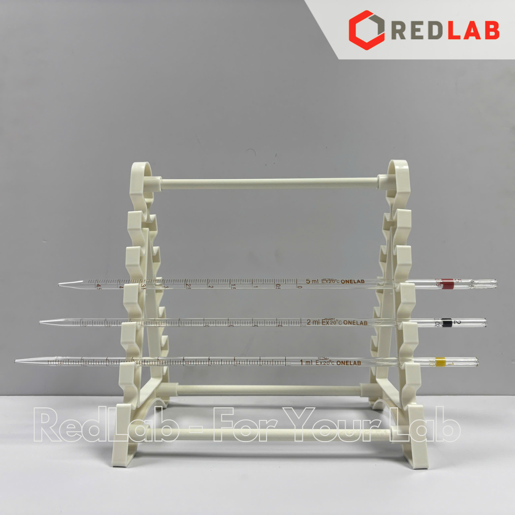 Giá đỡ pipet ngang 12 vị trí ONELAB kệ nhựa đựng pipet thẳng, pipet bầu thí nghiệm, có VAT