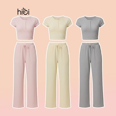 Đồ tập yoga pilates luxury nữ Hibi Sports gồm áo croptop CR852 & quần suông QD333, kèm mút đệm