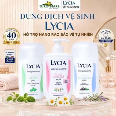 Dung Dịch Vệ Sinh Phụ Nữ Lycia Intimo Nhập Khẩu Chính Hãng Ý 200ml (Có Vòi Nhấn) - Cân Bằng pH, Dịu Nhẹ, Khô Thoáng