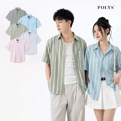 Áo Sơ Mi Linen Sọc Dọc Form Rộng Phong Cách Summer Hàn Quốc - Urban Stripe Ngắn Tay