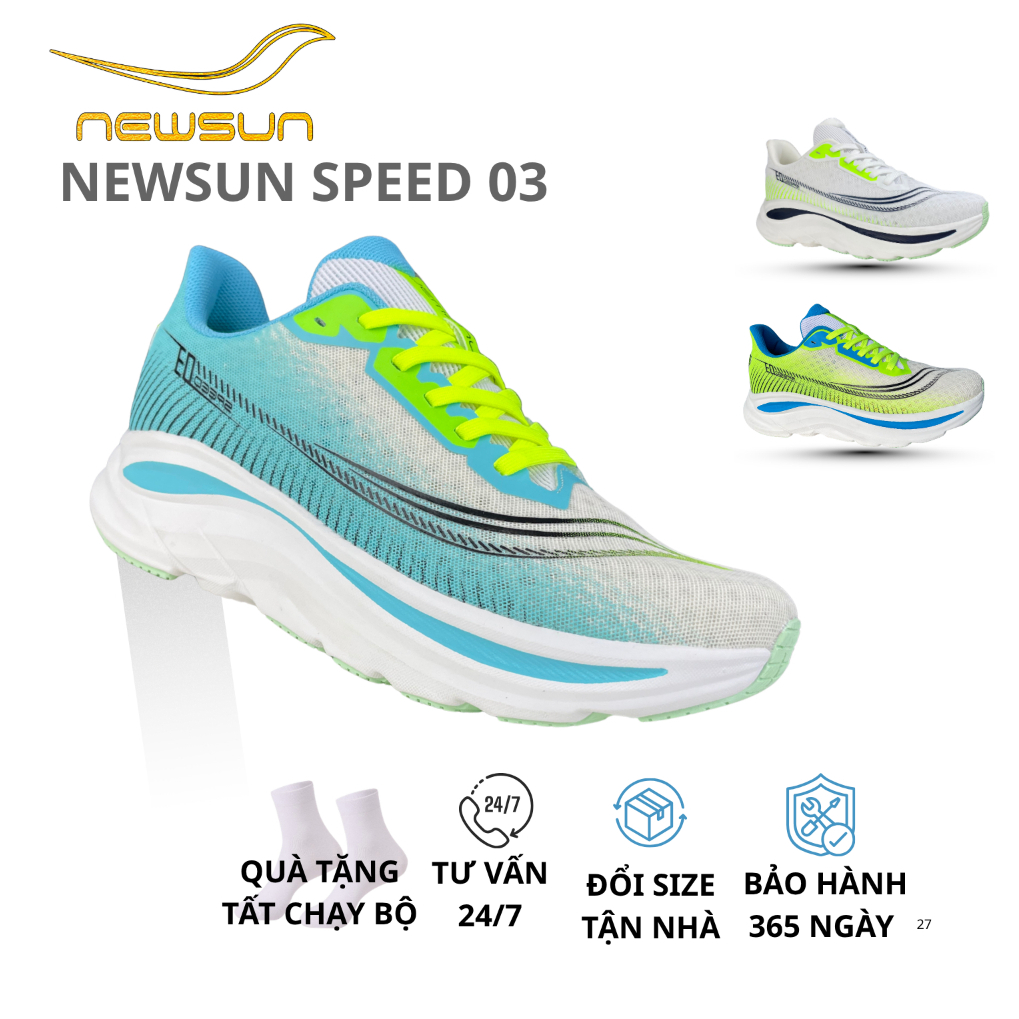 Giày Chạy Bộ NewSun Speed 03 Bản Cải Tiến Nam Nữ Êm Nhẹ Thoáng Khí Đế Đàn Hồi