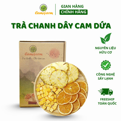 Trà detox chanh dây cam dứa Camifarm giải khát, trắng da, bổ sung vitamin C cho ngày hè nóng bức