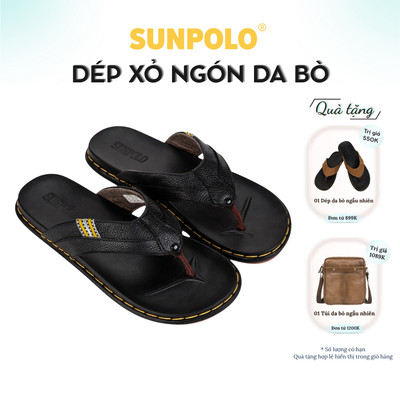 Dép xỏ ngón nam da bò SUNPOLO KEP203