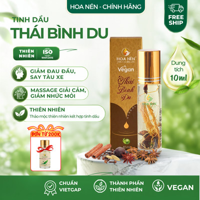 Tinh dầu thảo dược Thái Bình Du - Hoa Nén - Thư giãn, giảm stress, giữ ấm, giảm say tàu xe - 10ml