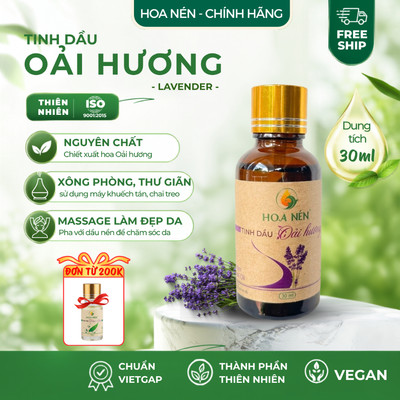 Tinh dầu Oải Hương (lavender) nguyên chất 30ml, 10ml - Hoa Nén - Xông phò.ng, thư giãn, ngủ ngon