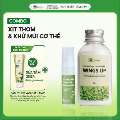 Combo Bột Khử Mùi Wings Up Và Xịt Cơ Thể Khử Mùi Hôi Kháng Khuẩn Cỏ Mềm