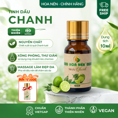 Tinh dầu Chanh nguyên chất - Hoa Nén - Hương thơm mát, hết ẩm mốc, đuổi muỗi - 10ml