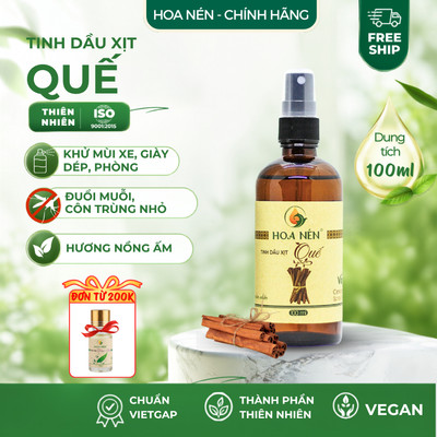 Chai xịt tinh dầu Quế 100ml - Hoa Nén - Nồng ấm thiên nhiên, khử mùi, ẩm mốc, đuổi muỗi, thơm phòn.g