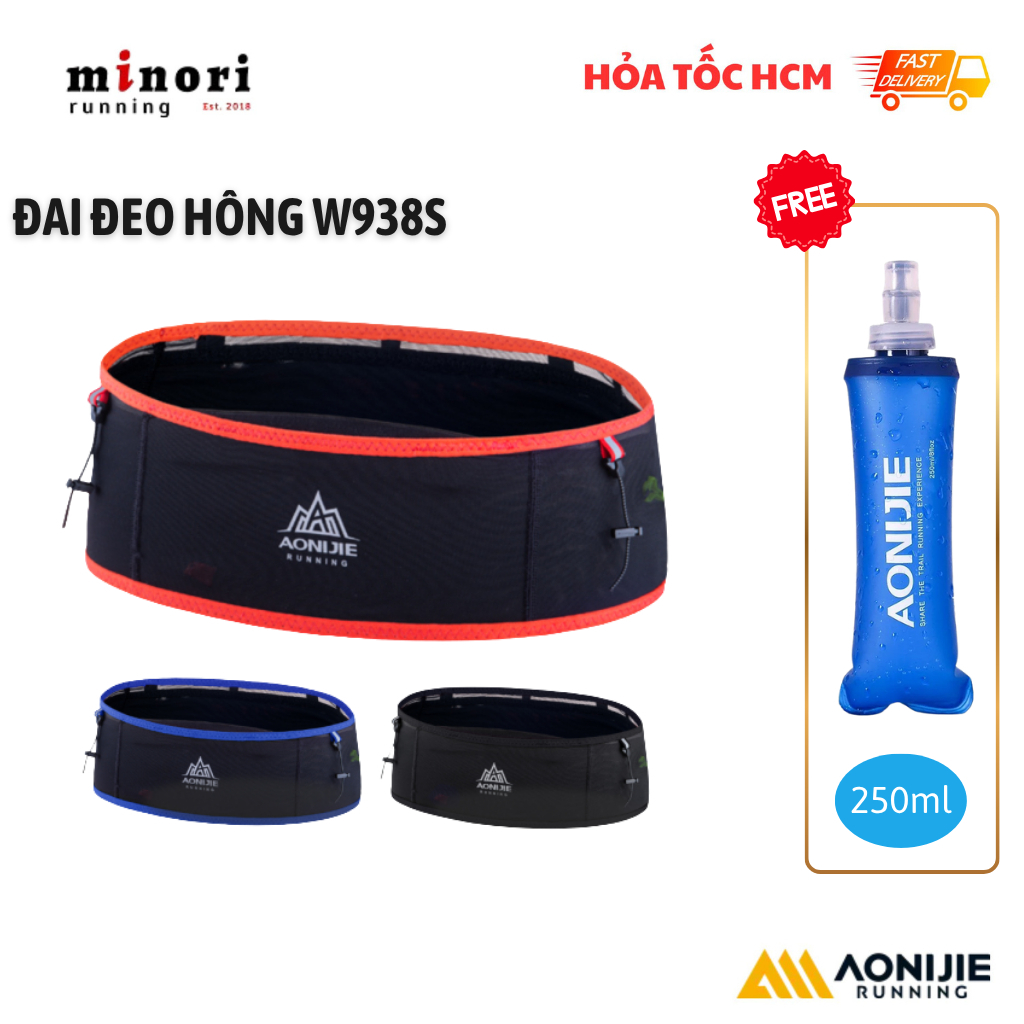 Túi Đeo Hông Chạy Bộ Nam Nữ Gọn Nhẹ Ôm Sát Aonijie W938S - Đai Chạy Bộ Ôm Tặng Kèm Bình Mềm 250ml