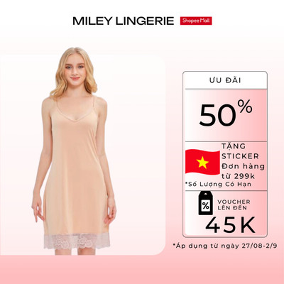 Đầm Ngủ Nữ Hai Dây Thun Lạnh Phối Ren Miley Lingerie - Mềm Mại, Thoải Mái _DMS0901