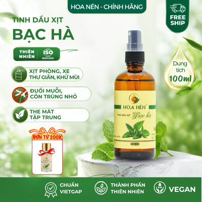 Chai Xịt tinh dầu Bạc Hà - Hoa Nén - Đuổi muỗi, chuột, côn tr.ùng, hương the mát - 100ml