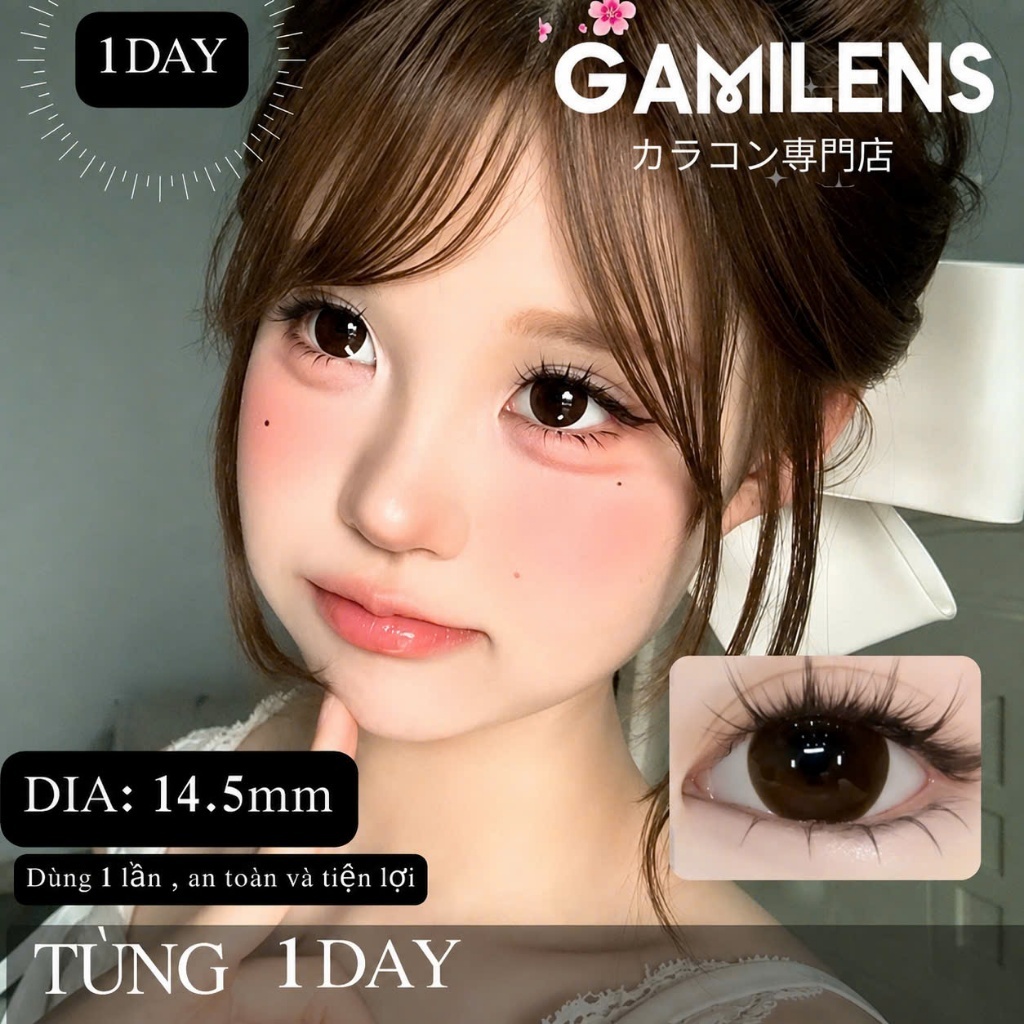 Lens 1 ngày Gamilens TÙNG 14.5mm - Nâu trầm giãn to Có Độ Hàn Quốc