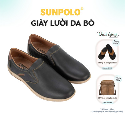 Giày lười nam Da bò SUNPOLO đi làm công sở, đi chơi SPH423
