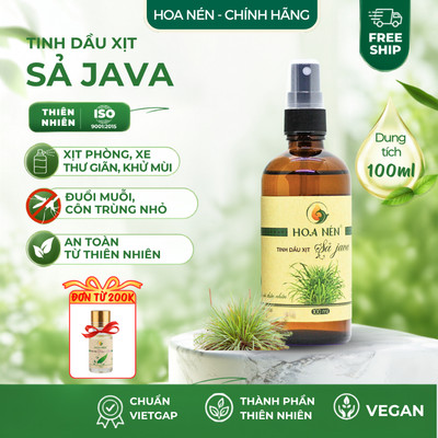 Chai xịt Tinh Dầu Sả Java 100ml - Hoa Nén - Hương thơm nồng, khử mùi, ẩm mốc, đuổi muỗi, côn trùng