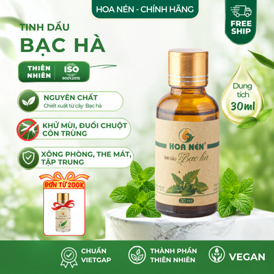 Tinh dầu Bạc Hà nguyên chất - Hoa Nén - Hương thơm mát, khử mùi, ẩm mốc, đuổi chuột - 30ml